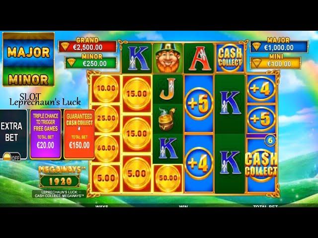 Mr Clover Leprechaun's Luck  SLOT Extra Bet Bonus x3 Chances + Cash Collect Statis Symbol 