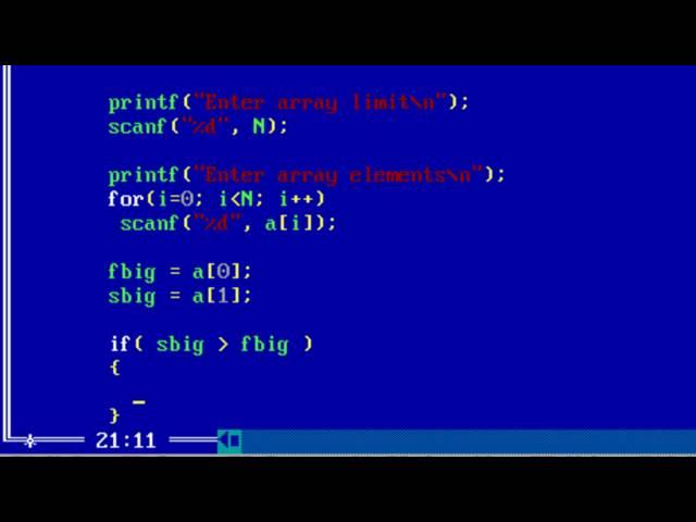 Find First and Second Biggest In An Array, Without Sorting It: C