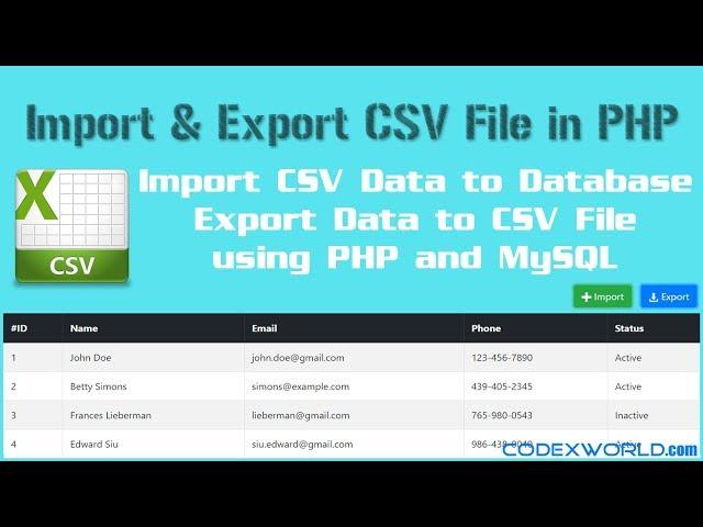 Import and Export CSV File using PHP and MySQL