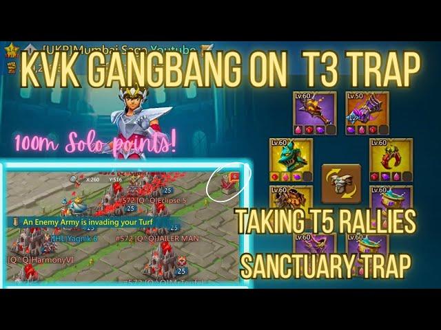 Lordsmobile -F2P Solo Trap in kvk|Gang bang on my trap in last hour |kvk Rally sanctuary  solotrap