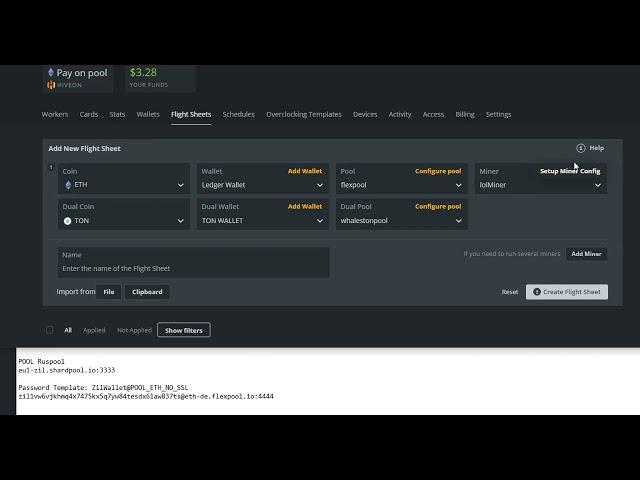 Guide to Configure lolMiner ETH + TON + ZIL  with Shardpool.io in HiveOS