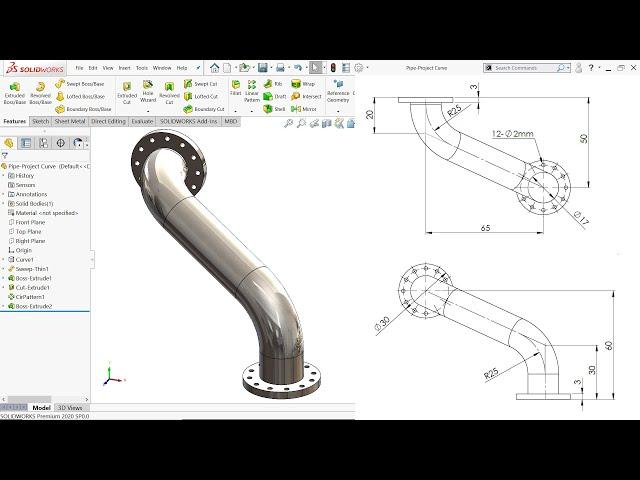 SolidWorks Tutorial Pipe- Project Curve