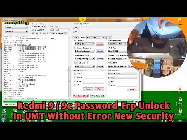 Redmi 9/ 9c Password Frp Unlock By UMT/ New Security Phone 2024 Unlock By UMT Mtk Tool OMG