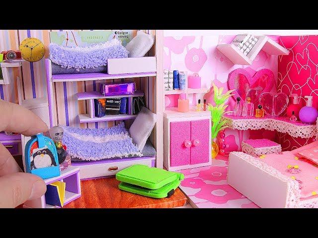 4 DIY Miniature Rooms: miniature bedroom, nursery room, bunk beds, and more!