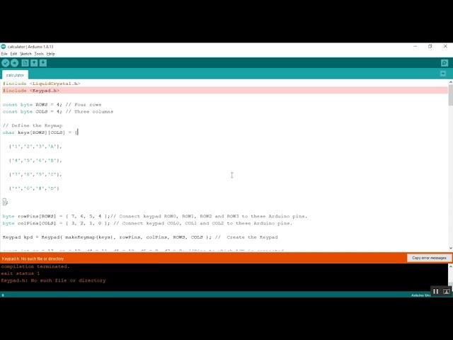 keypad.h no such file or directory arduino