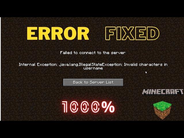 How to fix internal exception java lang illegalstateexception invalid characters in username 2023