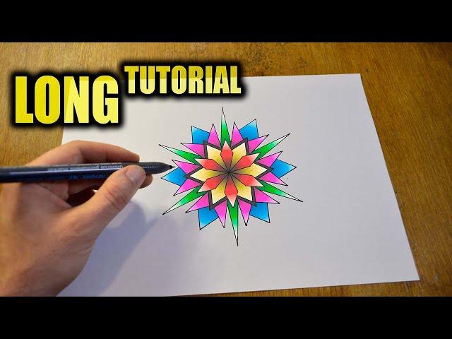 How to draw geometric star -  Geometric drawing tutorial long video