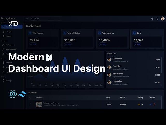 Modern Dashboard UI Design using React JS & Tailwind CSS