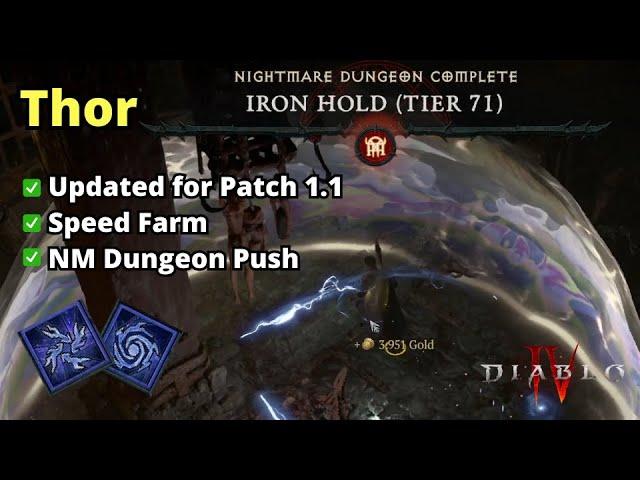 Sorcerer Thor Lightning Build Updated for 1.1 w/ T71 Run(Before NM Nerf) - Diablo 4