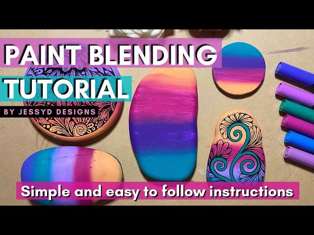 Blending colours for beginners | Rock painting ideas | Blending techniques | Acrylic painting tips