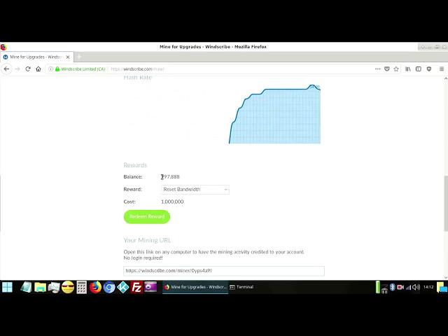 Proof: Reset windscribe bandwidth with mining