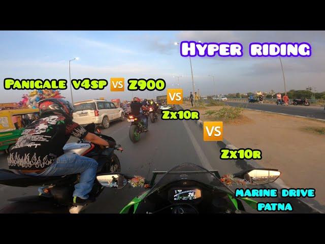 ZX10R VS DUCATI VS Z900 VS ZX10R | SUPERBIKE SUNDAY RIDE | MARINE DRIVE | PATNA | BIHAR | A2 BIKER