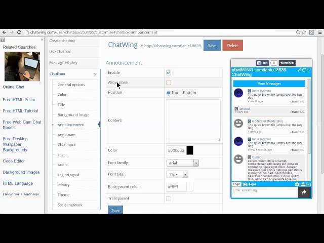 live streaming websites Chatwing Embed group chat IFrame HTML Javascipt