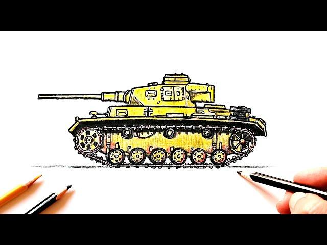 How to draw a Panzer Tank | Pz.Kpfw. III