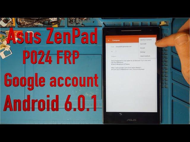 Asus ZenPad P024 6 0 1 FRP Google account bypass