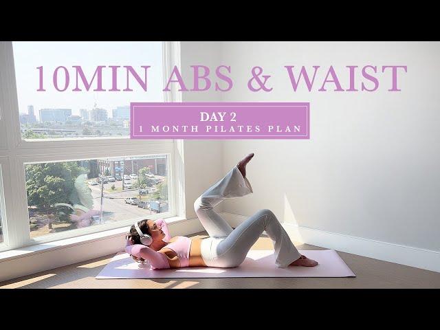 DAY 2 - 1 Month At Home Pilates Plan // 10MIN Toned Abs & Waist // madeleineabeid