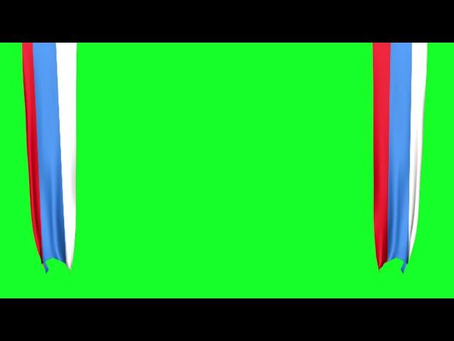 Green Screen Animation Russian Flag Chroma Key Футаж Русская символика 2 флага по бокам