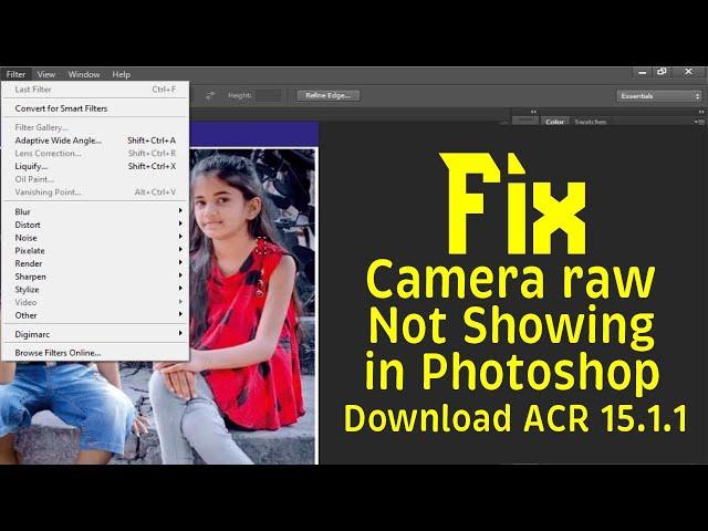 fix camera raw filter not showing in photoshop