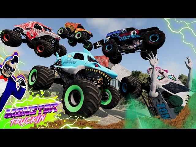 Monster Jam INSANE Racing, Freestyle and High Speed Jumps #22 | BeamNG Drive | Grave Digger