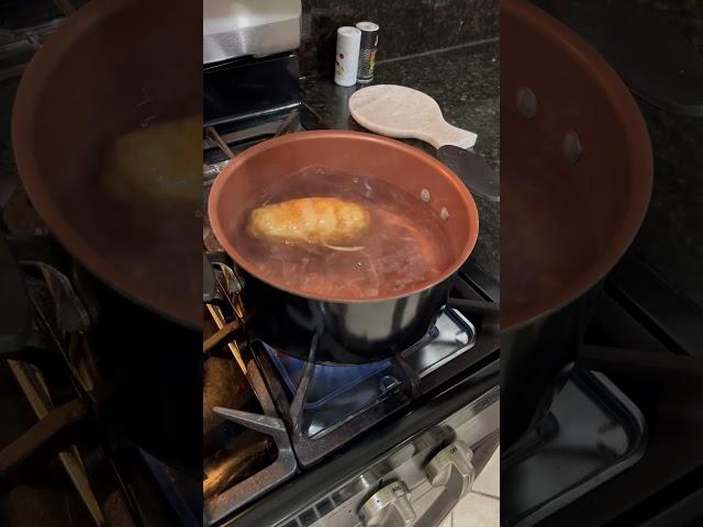 Boiling the mole in water 🫕 #cookinghacks #potato  #mole