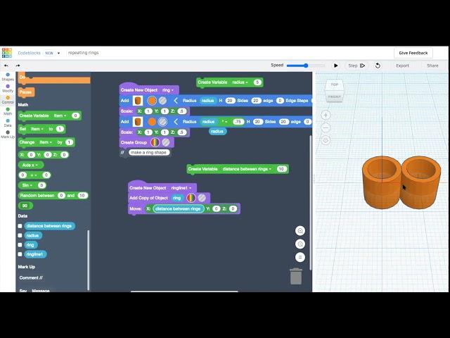 Tinkercad Codeblocks Tutorial: Make A Repeating Pattern of Rings