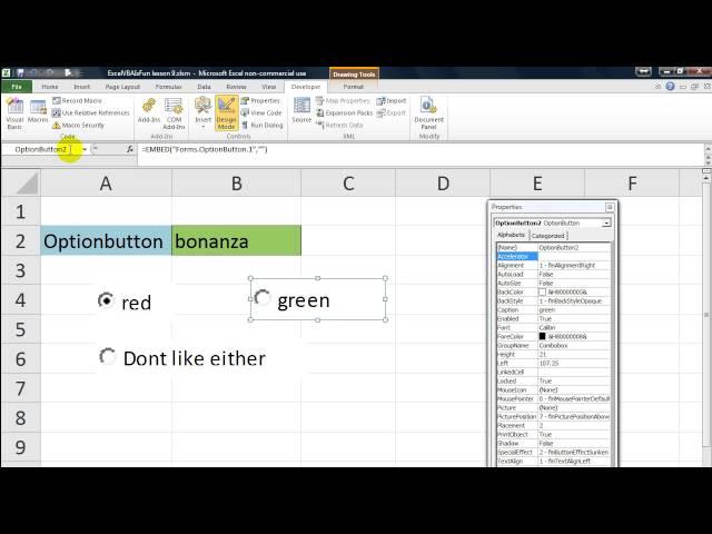 Excel VBA ActiveX Series #3 Option buttons - Use on a sheet, How to group, Select with VBA