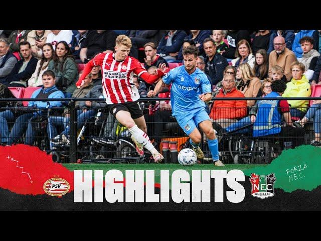 Vroege rode kaart leidt eenvoudige 2-0 zege PSV in | Highlights #PSVNEC