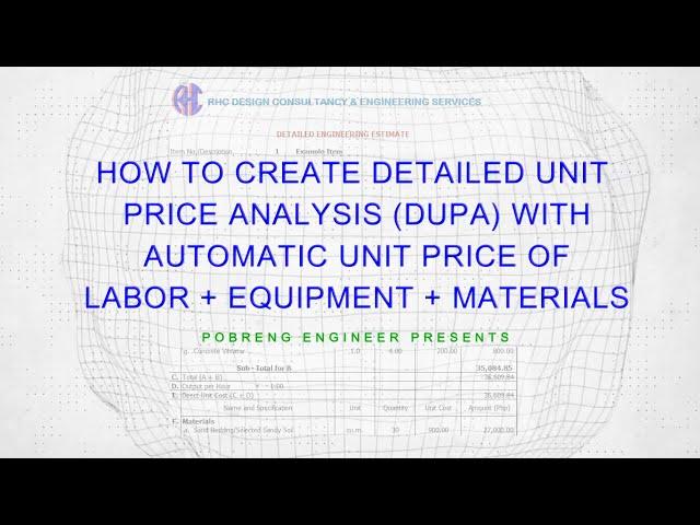 DUPA Estimate with Automatic Price Generation using Excel