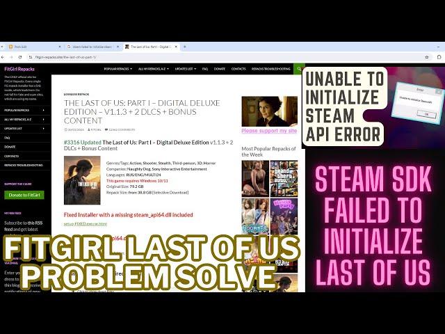 the last of us part  steam sdk failed to initialize problem fix fitgirl