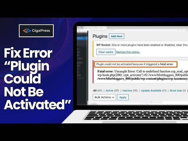 Fix: “Plugin Could Not Be Activated Because It Triggered a Fatal Error”