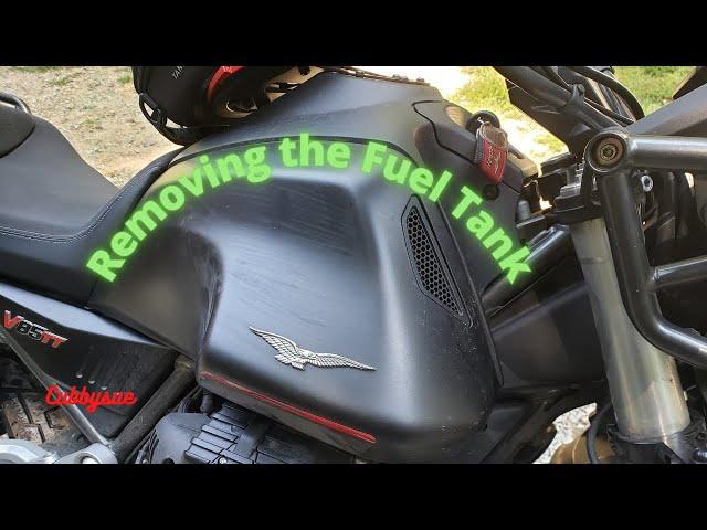 Moto Guzzi V85TT fuel tank removal.