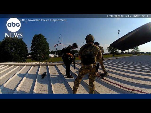 Body camera footage shows moment officer confronted Trump shooter on rooftop