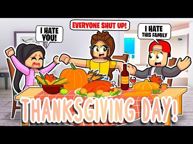 THANKSGIVING DAY.. *HUGE FAMILY FIGHT* - Roblox Bloxburg Roleplay