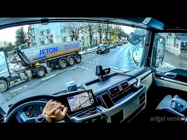 POV truck Driving MAN TGX 470 Großmarkthalle  München  to A96 Germany    cockpit view 4K