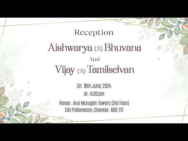 #Live: Aishwarya (A) Bhuvana & Vijay (A) Tamilselvan | Reception | 16th June 2024