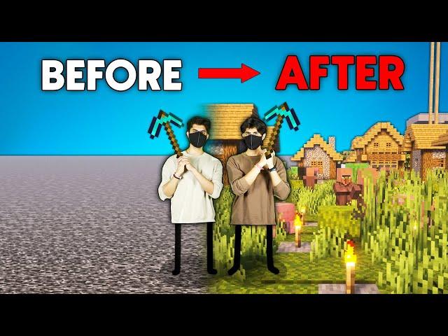 How We Built a VILLAGE in This EMPTY Minecraft World!