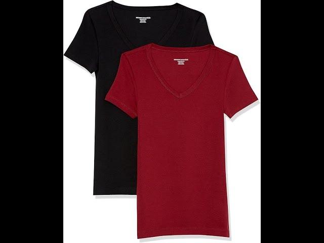 Amazon Essentials Women's Slim-Fit Short-Sleeve V-Neck T-Shirt.