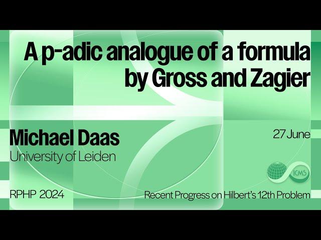 MIchael Daas, A p-adic analogue of a formula by Gross and Zagier