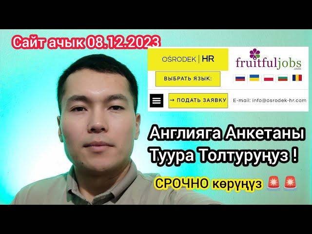 срочно Англияга Анкета Толтуруңуз / Osredek-hr сайтына Англияга кантип толтурабыз Пример/ Сапар ТВ