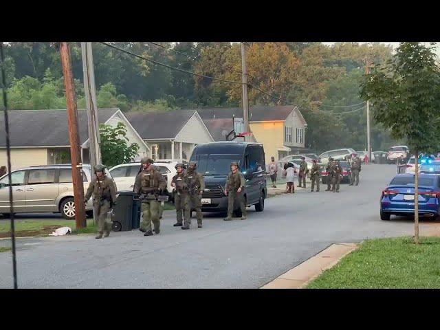 Heavy police presence in Charlottesville neighborhood (5p)