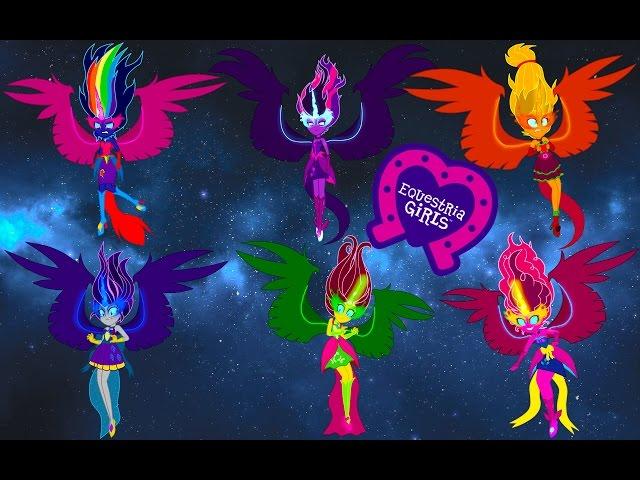 My Little Pony Equestria Girls Transforms - Mane 7 Midnight Demons Form - Coloring Videos For Kids