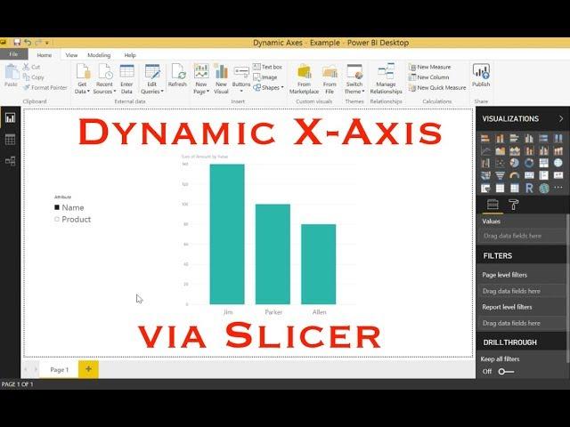 Power BI - Dynamic Axis via Slicer (No DAX)
