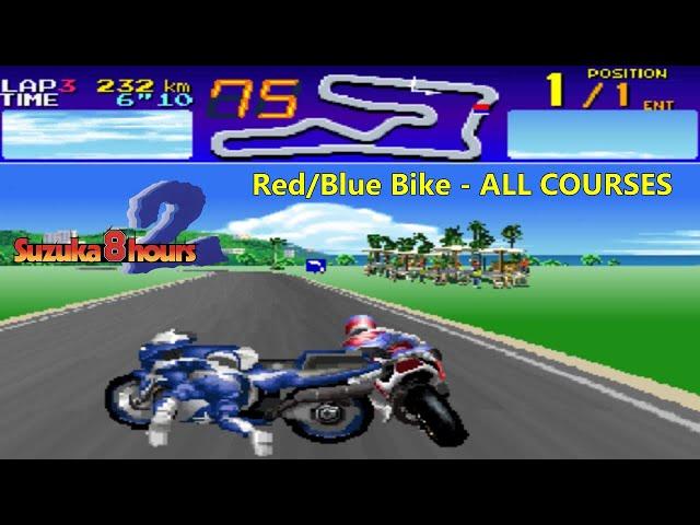 Suzuka 8 Hours 2 - Arcade - All Courses - Red/Blue Bike  - Full Races