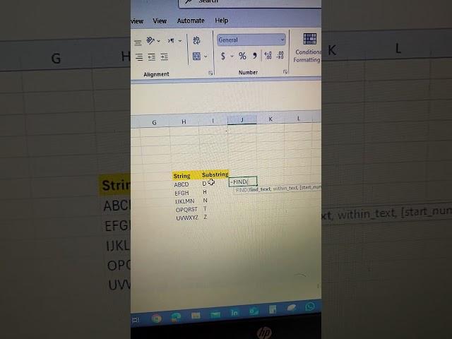 FIND function in excel