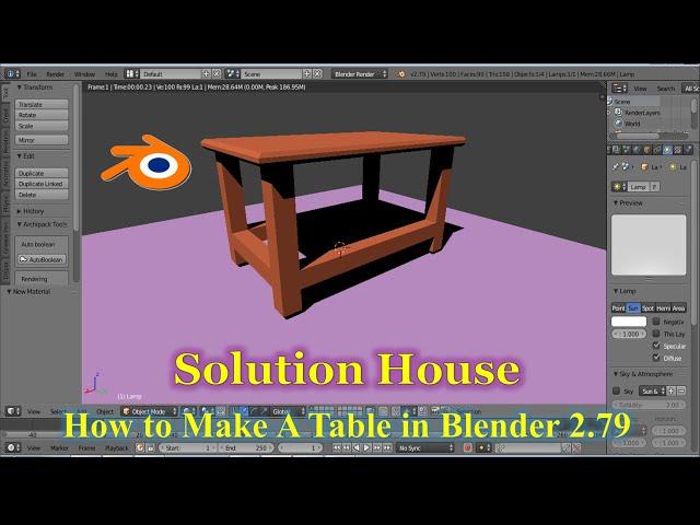 How To Make A Table in blender 2 79 || Table Modeling || Fast and Easy || #Blender Tutorial ||