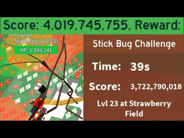 World Record Solo 4B Score Stick Bug Challenge | World First Solo Level 23 | Bee Swarm Simulator