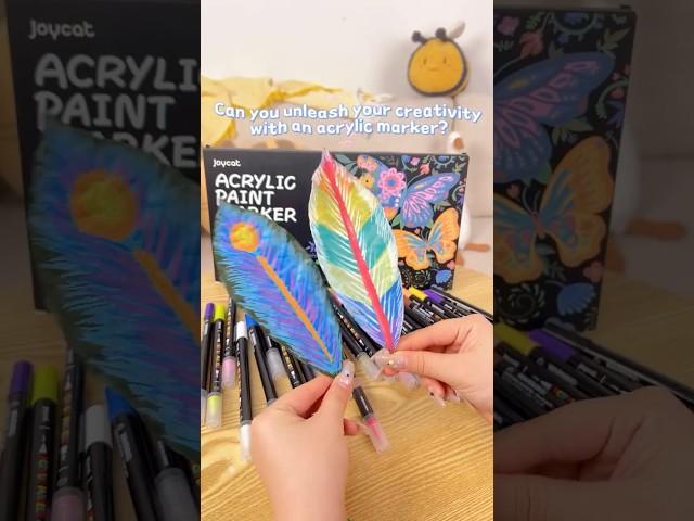 Easy and Fun Leaf Painting with Acrylic Markers! #shorts #viralvideo #trending #joycat #diy #fyp