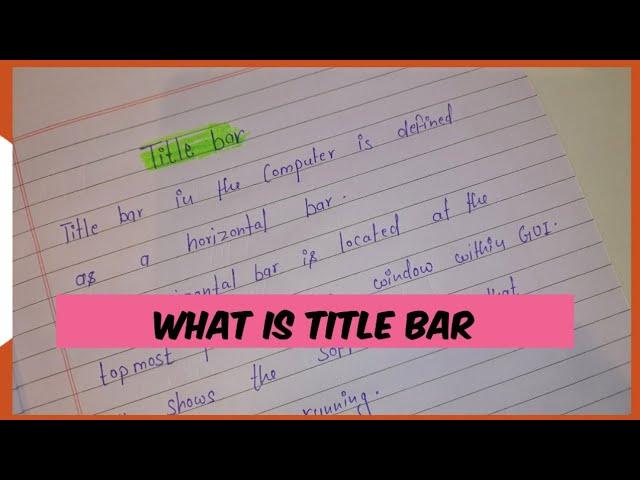 what is title bar || title bar