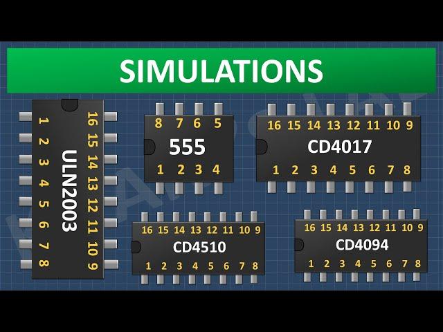 ULN2003 CD4017 NE555 IC Simulations In Software | Electronics Project