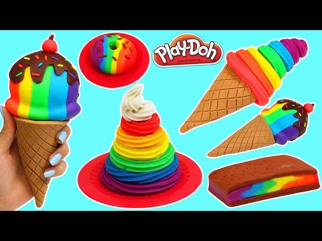 Play Doh Rainbow Swirl Desserts!